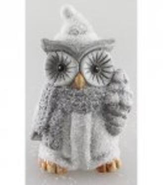 Postavička Sova so stromčekom LED terakota 16cm