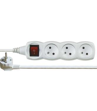 Predlžovací prívod s vypínačom 3 zásuvky 5m biely