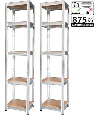 Regál Racks, kovový, MDF, 5 políc, 1800x400x400 mm