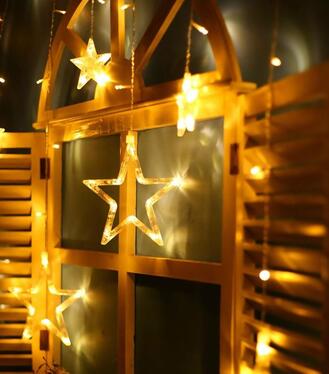 Reťaz MagicHome Curtain 138xLED teplá biela s hviezdami 230V 8 funkcií 220x60/90cm