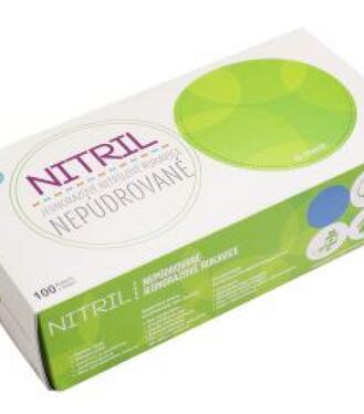 Rukavice nitril modré nepudrované M/100ks