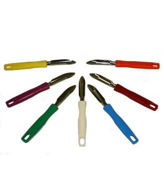 Škrabka na zemiaky, nerezová čepeľ, plastová rukoväť, pre pravákov