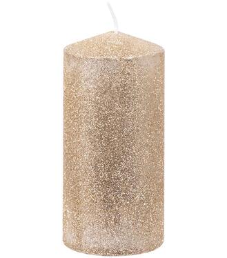 Sviečka MagicHome vianočná, šampaň s glitrami, 5,5x12cm
