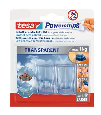 tesa® Powerstrips Priesvitné, veľké, dekoratívne háčiky 1kg