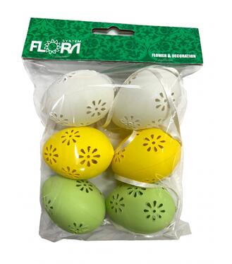Vajíčka veľkonočné kvet mix farieb 6cm 6ks