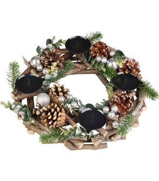 Veniec MagicHome Vianoce, adventný, prírodný, 30 cm
