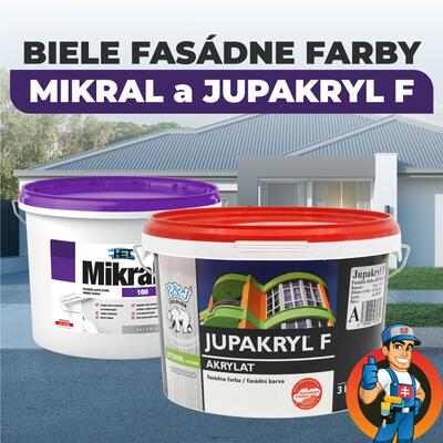Biele fasádne farby Mikral 100 a Jupakryl F -10%